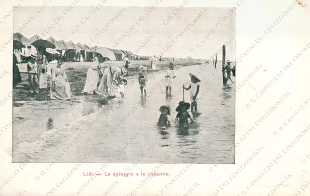 LIDO La spiaggia e le capanne Bambini in acqua Venezia Cartolina animata