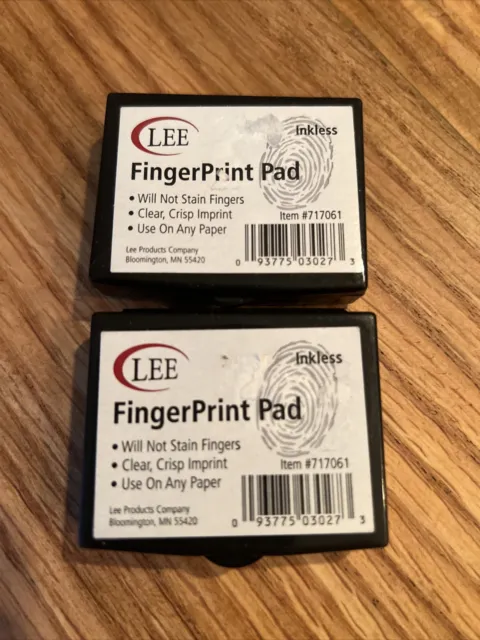 2 Pks New Lee Inkless Fingerprint Pad, 2 1/4"  X  1 3/4"  Black