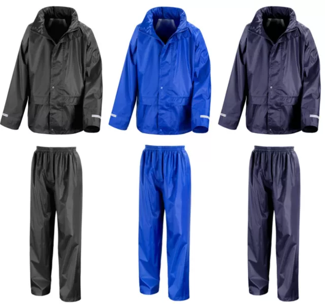 Childs Waterproof Jacket and Trousers Rain Suit Set Kids Childrens Boys Girls