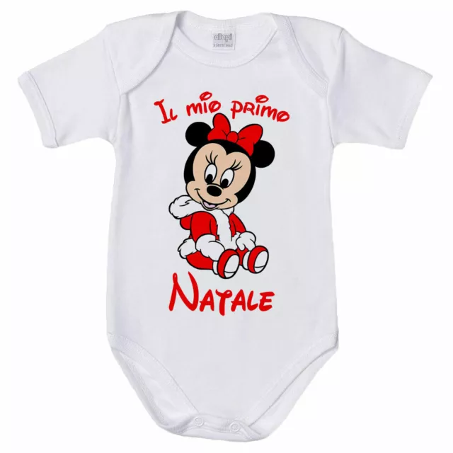 Body neonata personalizzato con nome il mio primo natale con minnie