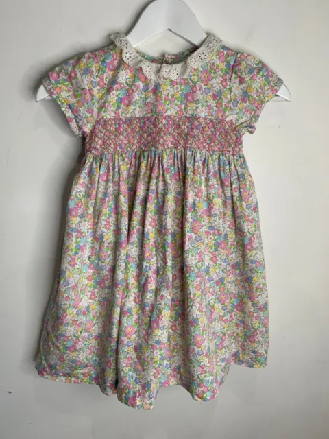 Jojo Maman Bebe smocked dress Age 5-6 years floral lace summer party cotton