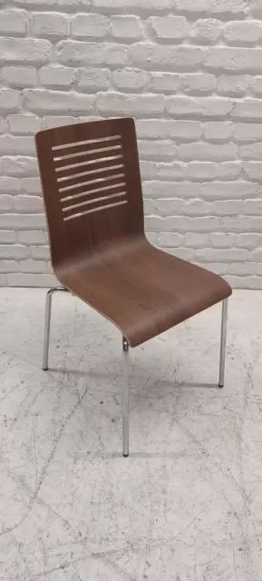 laminate seat Dining Chair with Metal Legs - Brown Colour, Stacking.