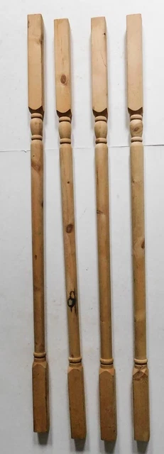 4 Vintage Wood Turned Unfinished Porch Posts Spindles Balusters 35 1/2" Lot 1