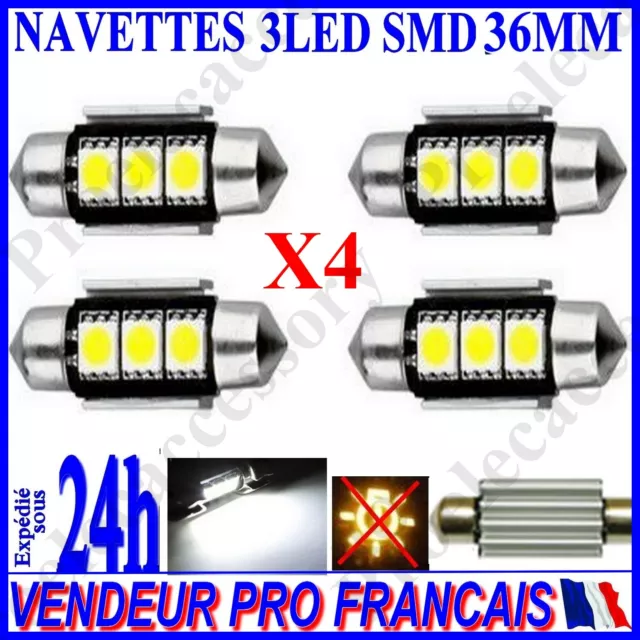 4 X AMPOULES PLAFONNIER FEU 36 mm NAVETTE LED C5W BLANC XENON 6500k VOITURE AUTO