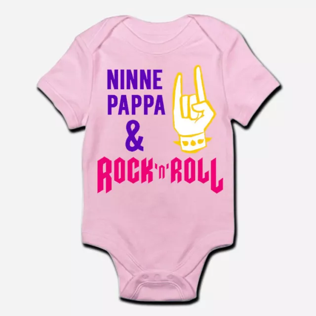 Body pagliaccetto neonato rosa bimba bebè Ninne pappa e rock'n'roll