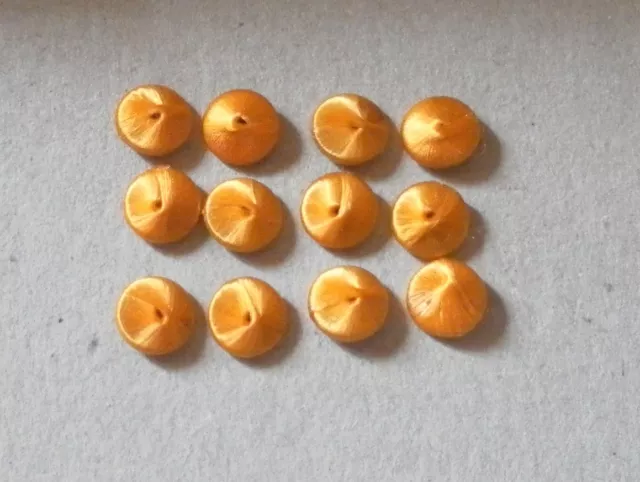 Alte Seidenknöpfe 10mm orange Knöpfe Knopf für Puppen Kleidung Schuhe