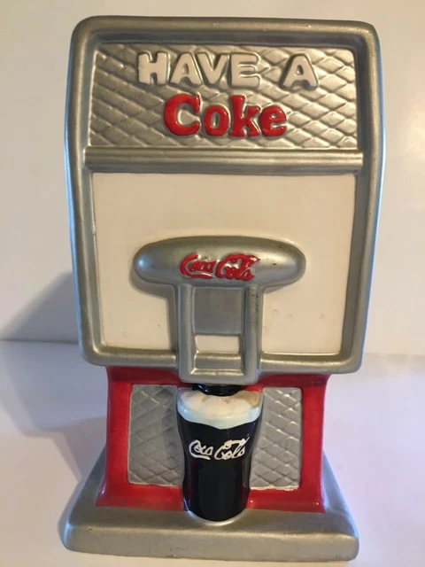Coca Cola Soda Fountain Machine Ceramic Cookie Jar 2002 Houston Harvest