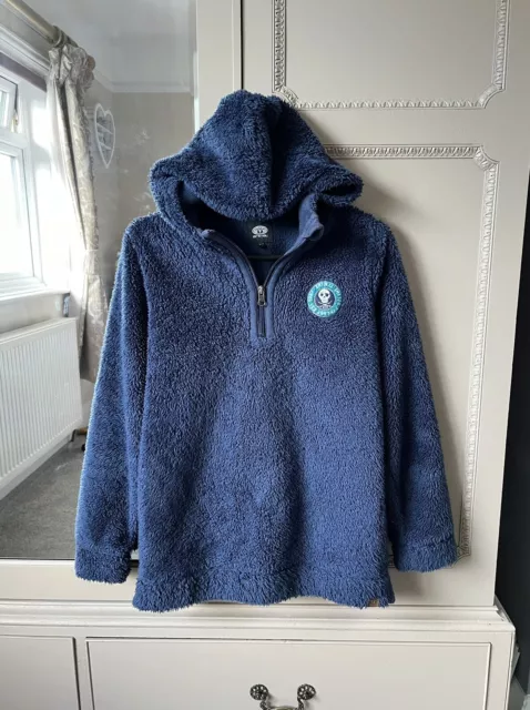 Animal Boys Navy Blue 1/4 Zip Hooded Fleece Jumper - Age 13-14 Years