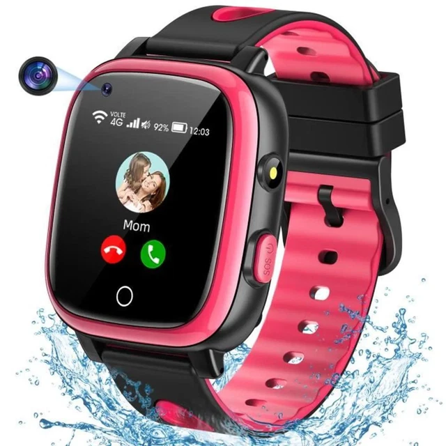 Montre Connectée Enfant 4G GPS - Appel Vidéo, Chat Familial, SOS, étanche IP68, Mode école, Pour 4-12 Ans
