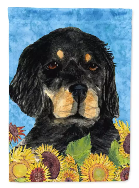 Gordon Setter Summer Flowers Flag Canvas House Size  28x40 Inches