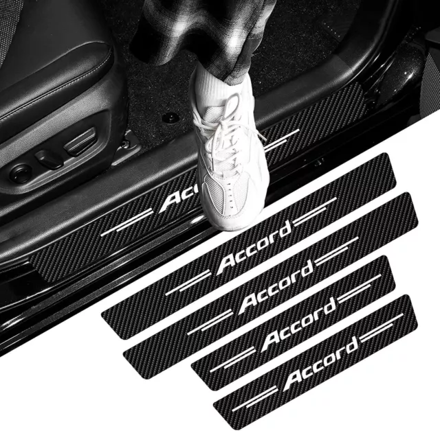 4x For Accord Carbon Fiber Car Door Sill Plate Protector Entry Sticker