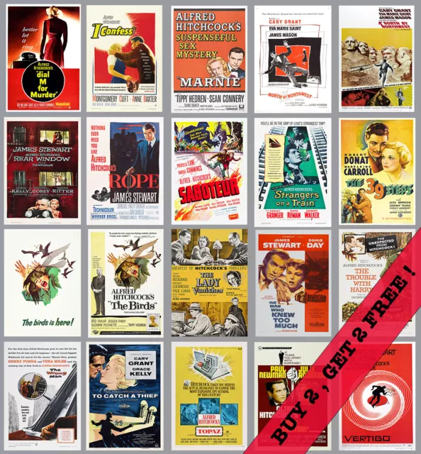 Alfred Hitchcock Film Posters Movie Prints A4 A3