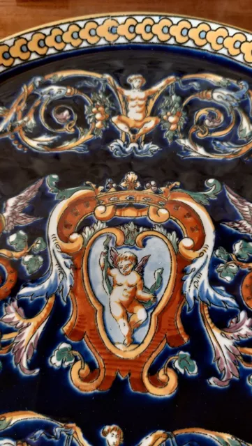 Plat Circulaire Gien Decor Renaissance  Diametre 28 Cm 2