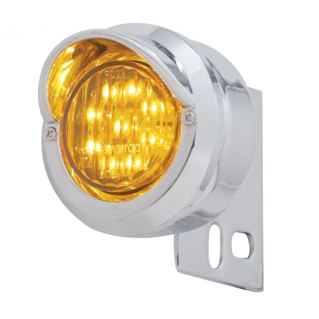 Chrome Mud Flap Hanger End Light W/ 9 Amber Led 2" Flat Light - Amber Lens