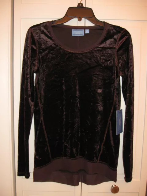 $48 Simply Vera by Vera Wang Mocha Crushed Velvet Long sleeve Top Size XS