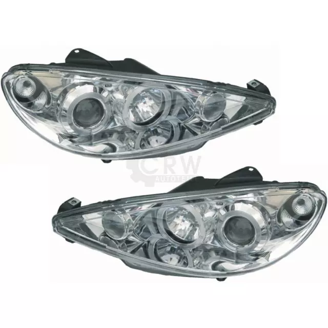 Set Fanali Peugeot 206 Anno Fab. 98-06 Angel Eyes Trasparente/Cromo Sonar 8M5
