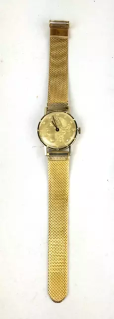 1970s  LUCERNE Swiss Liberty Coin Dial Winding Mechanical  Mens Watch Works!