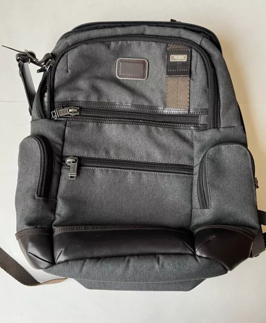 Tumi Alpha Bravo Backpack Brown Gray Canvas Leather 222681AT2 $595