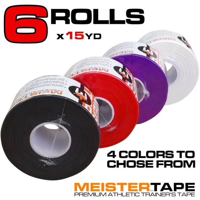 6 ROLLS x 15YD PREMIUM ATHLETIC TRAINER'S TAPE - 1.5" Meister Sports Coach Ankle