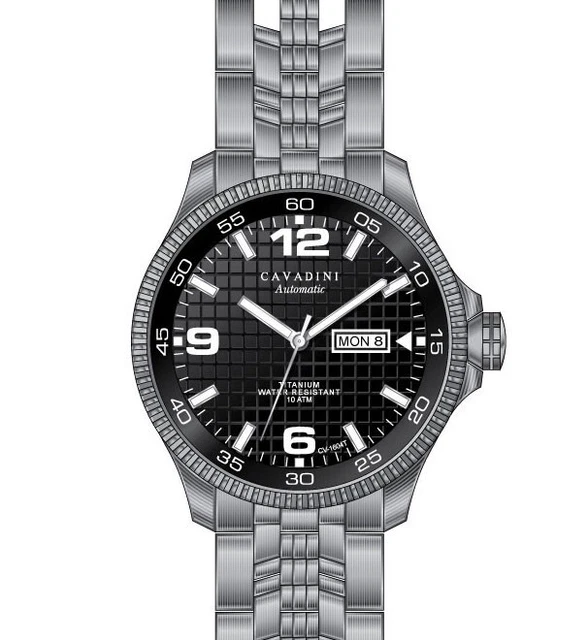 Montre Plongeuse Cavadini CV-463J - Acier Inox, 40mm, Quartz, étanche 30m - Neuf Avec Boîte