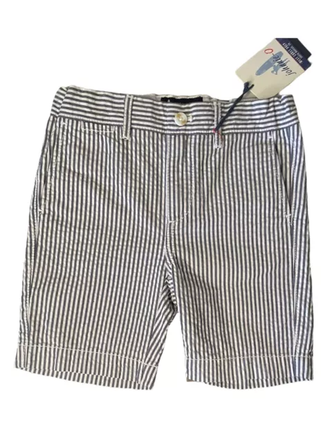 Johnnie O West Coast Prep Boys Seersucker Shorts Size 4 NEW Blue White Stripes