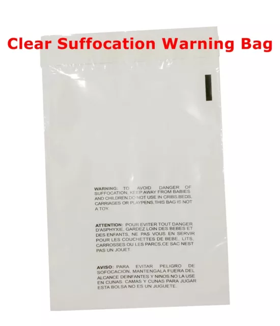 100 6x9 Self Seal Suffocation Warning Clear Poly Bags 1.5 mil Free Shipping