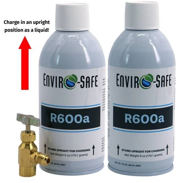 R600a, "HC"  (2) 6 oz. Cans, Modern Refrigerant Upright Cans w/ Top Tap Kit