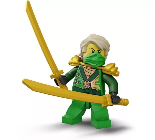 LEGO GREEN NINJA Ninjago Lloyd Minifigure with 2 gold swords 70722 new