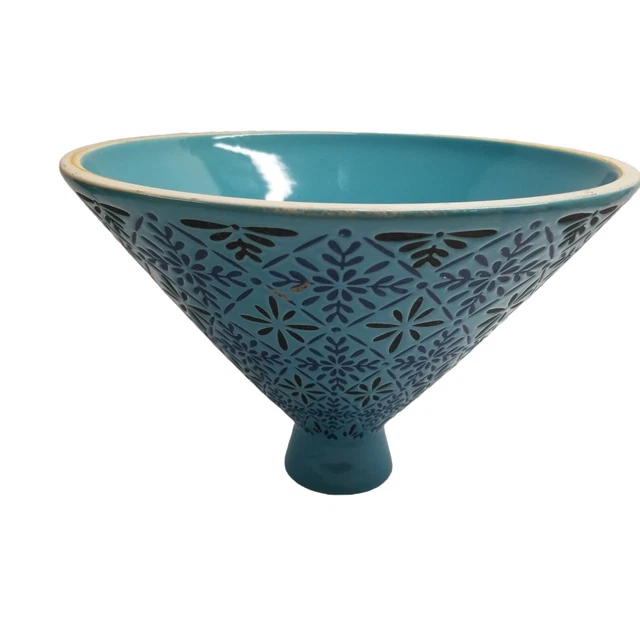 Moroccan Lamb Tagine Lid Blue Brown Clay Cooking Vessel Hand Crafted Cone Bowl Moroccan Lamb Tagine Lid Blue Brown Clay Cooking Vessel Hand Crafted Cone Bowl