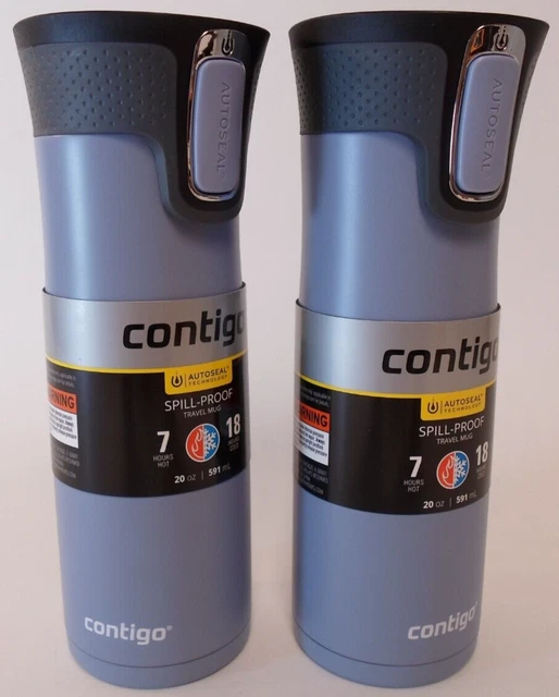 2 Contigo 20 oz Grey West Loop 2.0 AutoSeal Insulated Stainless Steel Travel Mug