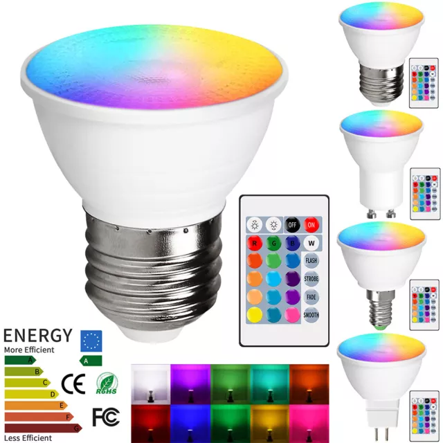 LED E27 GU10 RGB Glühbirne Farbwechsel Dimmbar Lampe mit Fernbedienung 3W
