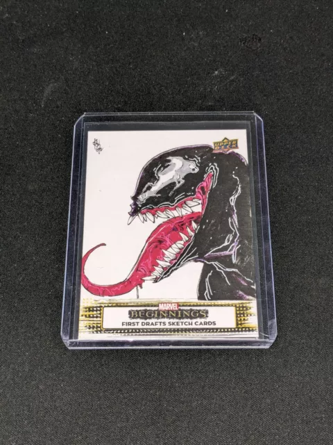 2021 Upper Deck Marvel Beginnings First Drafts Sketch Venom 1 of 1 by Kurobhie