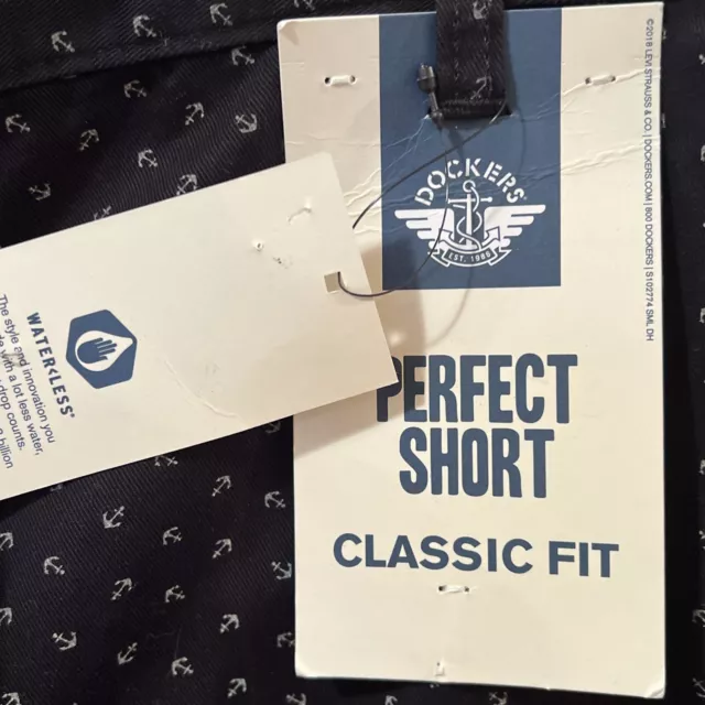 NEW NWT Dockers The Perfect Short Blue with White Anchors Cotton Shorts Size 44 3