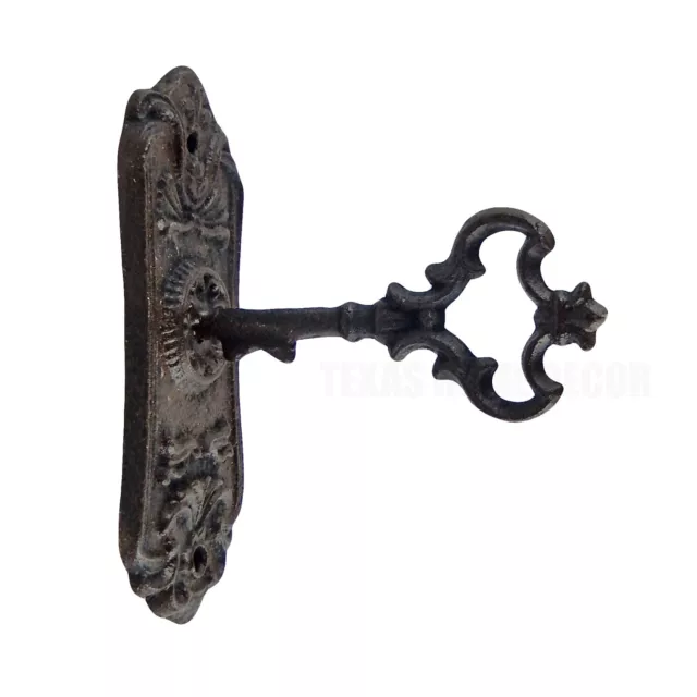 Victorian Key in Lock Hook Coat Holder Hat Towel Hanger Cast Iron Vintage Style