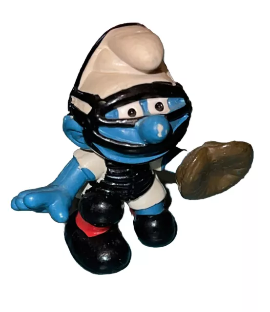 Vintage Smurfs Toy Smurf Baseball Player Catcher Figure Schleich Peyo