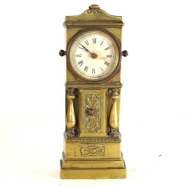 ANTIQUE BRASS MINIATURE Grandfather Clock British United Clock Co