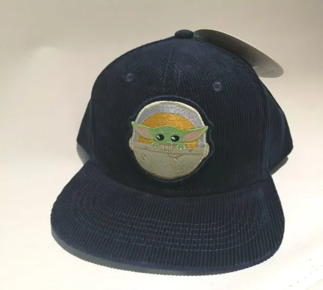 Star Wars Child Yoda Corduroy Trucker Cap Hat Navy Adult Size New With Tags