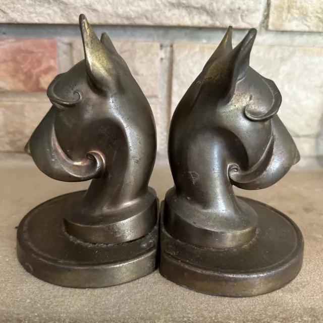 Antique Frankart  USA PAT APPLD  GREAT DANE dog bust art statue BOOKENDS signed