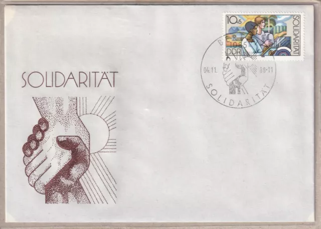 Ersttagsbrief - "Solidarität - Hand in Hand" mit Marke und Stempel 1986