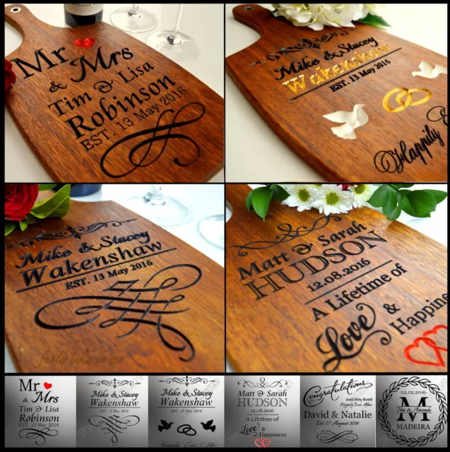 Personalised Anniversary Wedding Gift Present 25th 30 40 50th Cutting Board Wood