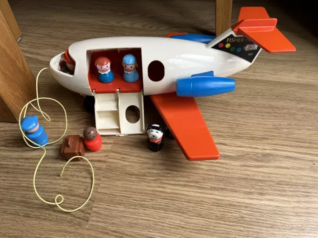 Vintage Fisher Price Little People Fun Jet Plane & Figures Case 70’s Toy