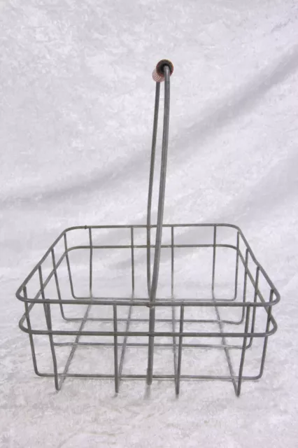 Vintage Wire Basket 4 Quart Milk Bottle Carrier 3