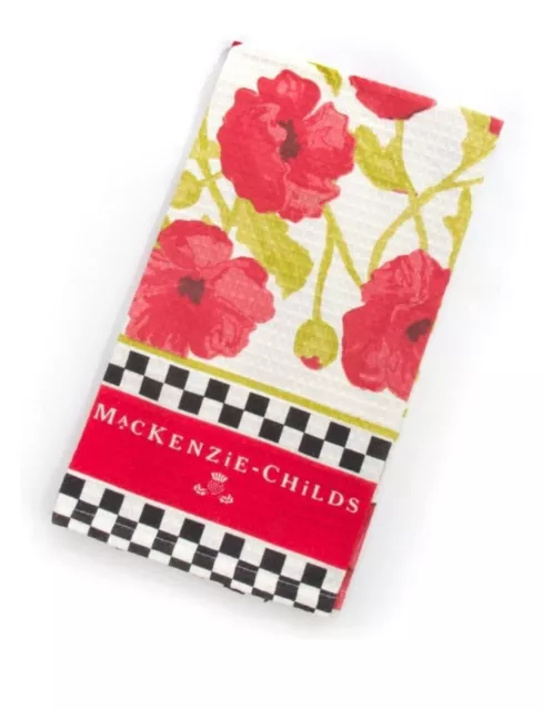 MacKenzie-Childs Red Poppy Flower Dish Towel - Cloths for Kitchen & Breakfast