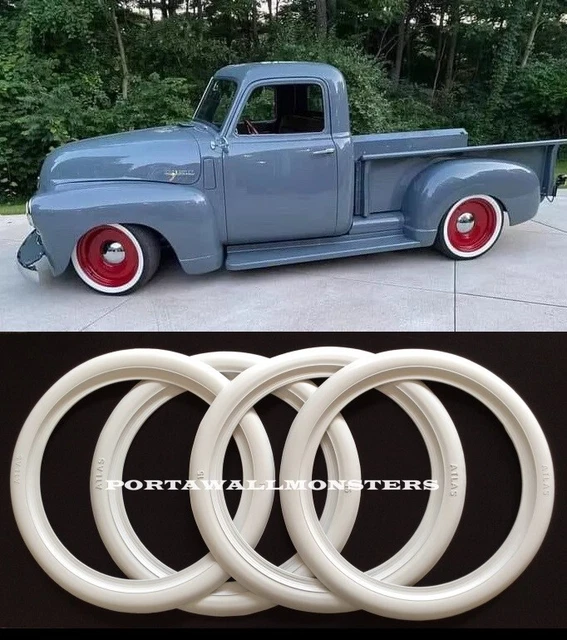 thumbnail image 2 of ATLAS 15" Wide White Wall Portawall Tire Insert Trim Set For Cars (4 Pieces) 2 of 2