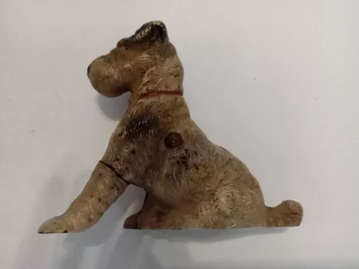 Antique Cast Iron Hubley Wire Haired Fox Terrier Bank 2