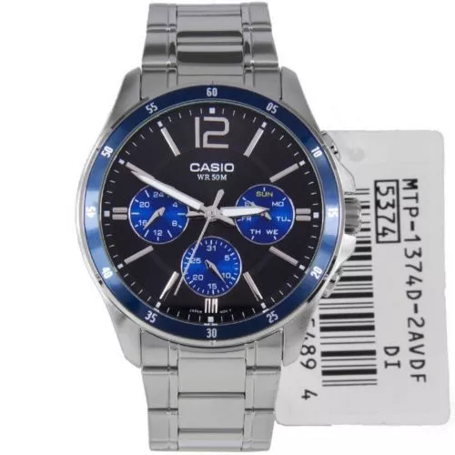 Casio MTP-1374D-2 New Original Analog Silver Stainless Steel Mens Watch MTP1374D