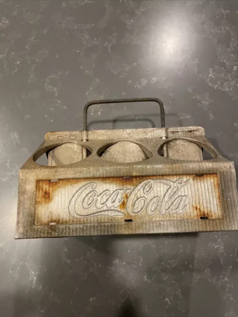 Vintage Coca-Cola Aluminum Metal 6-Pack Bottle Carrier Caddy