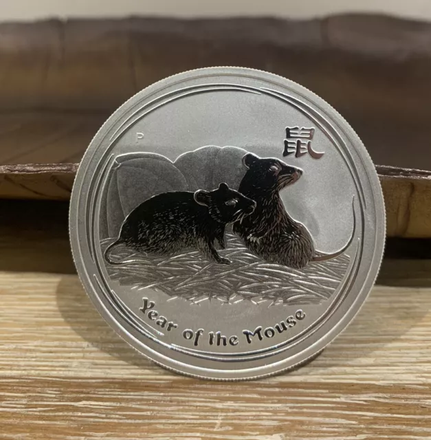 RARE 2008 Solid Silver 2 Oz Australian Lunar Year of the Mouse / Rat Coin 3