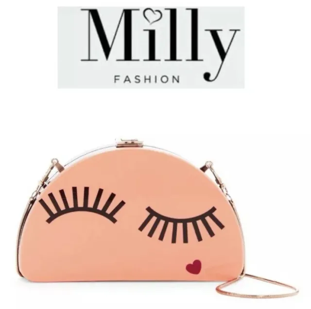 NWT Milly Half Moon Eyelash Clutch Bag