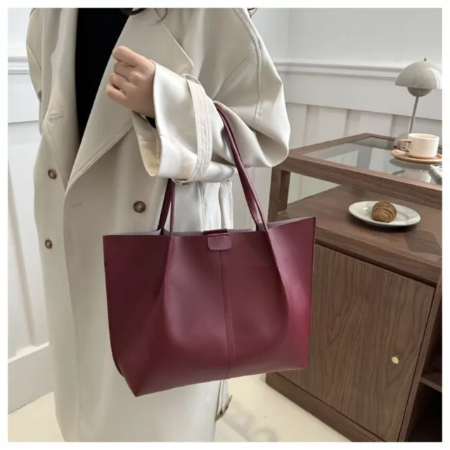 Retro Women Shoulder Bag Casual Shopper Handbag New Pu Leather Tote Bag 2